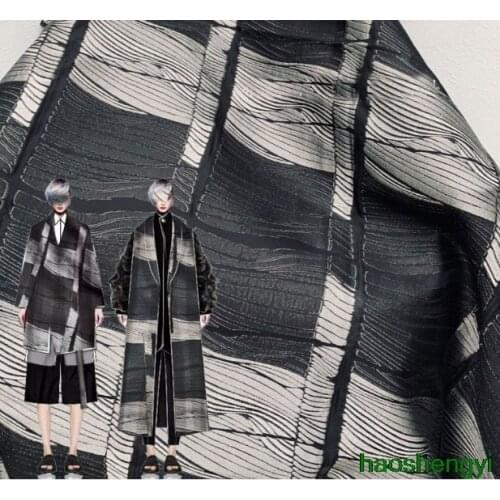 High quality black and gray landscape texture jacquard texture creative fashion fabric