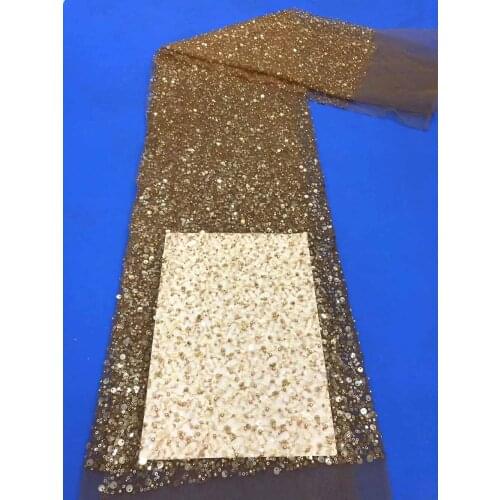 High-End Wedding Dress Lace Exquisite Bead Tube Sequin Embroidery French Tulle Mesh Sewing Fabric DIY Skirt 5 Yards Wholesale