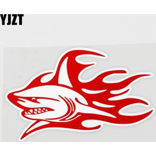 YJZT 13.3CMX8.3CM Red Shark Car Sticker Interesting Shark Pvc Decal Individualization 6A-0114