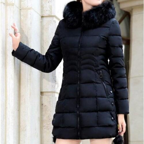 Womens Cotton-padded jacket mid-length winter quilted jacket