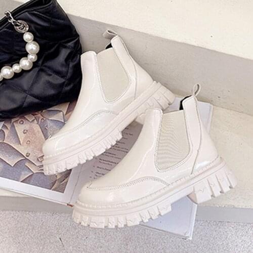 Womens Mary Jane Shoes Ladies Non-Slip Thick Bottom Medium High Heels Short Chelsea Boots Girls 2021 New Cute Fashion Footwear