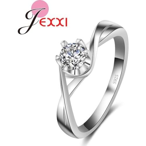 925 Sterling Silver ColorCZ Crystal Ring For Women Vintage Jewelry Austrian Crystal Engagement Wedding Rings Fast Free Shipping