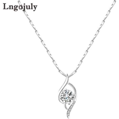 New 999 Sterling Silver Pendant Necklaces For Women Bride Wedding Luxury Zirconia Pendant Necklace Silver 999 Fine Jewelry Gift