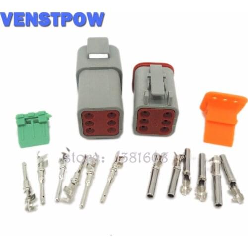1 Set Deutsch DT06/DT04 6 Pin Waterproof Electrical Wire Connector Plug Kit 22-16AWG for Car Bus Motor Truck