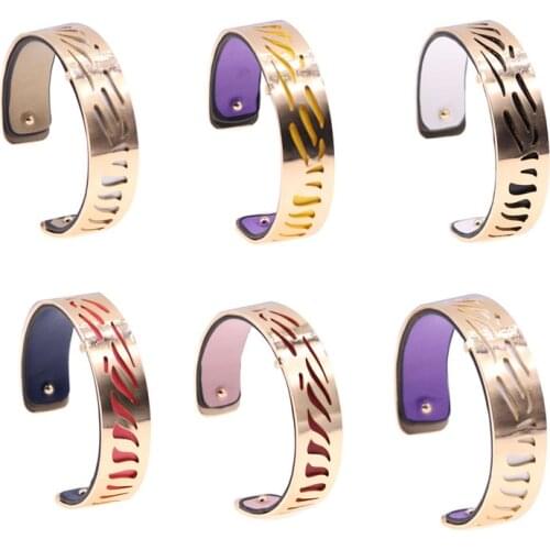 15MM Gold Color Bracelet with Hollow Out Shaped Interchangeble Reverible Bracelet Femme Bijoux 2020