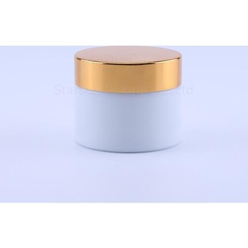 180pcs 50g white Glass Cream Jars Cosmetic Packaging with lid plastic caps & inner liners round empty small glass jars