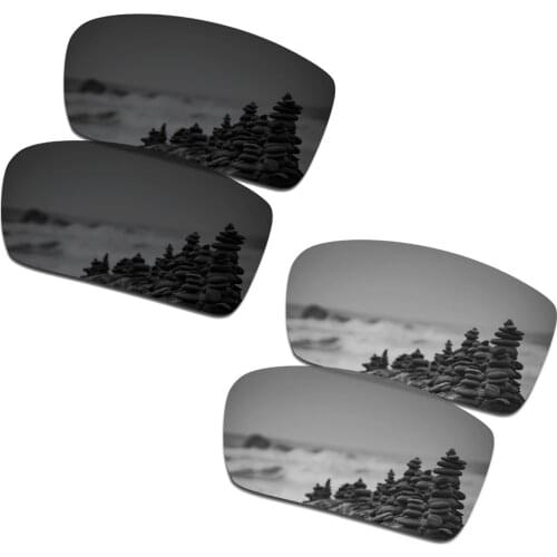 SmartVLT 2 Pairs Polarized Sunglasses Replacement Lenses for Oakley Gascan Stealth Black and Silver Titanium