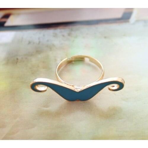 20PCS Fashion Blue Enamel Mustache Finger Rings #23336
