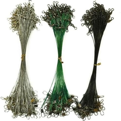 20Pcs Anti-bite Fly leash Fishing lead Line Rope Wire leading line Swivel Stainless Steel Rolling Swivels Fishing Tackle Boxes