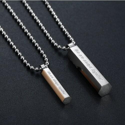 2021 Simple Cylinder Pendant Stainless Steel Necklaces for Men Women Rose gold Black Color Jewelry