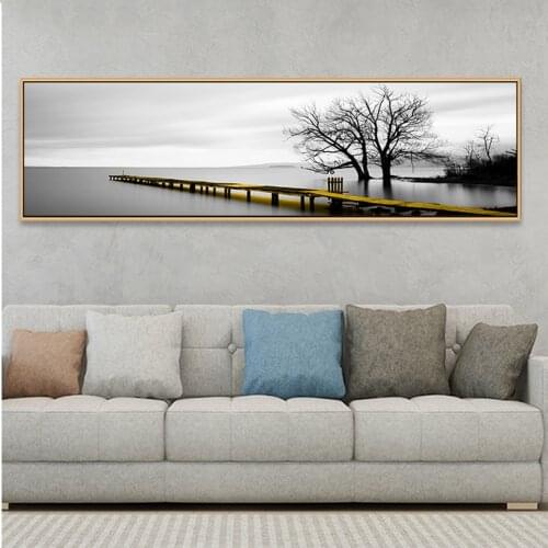 Natural landscape Diy Diamond Embroidery The calm Lake Yellow Long Bridge Scene Black White 5d diamond Painting Home Decoration