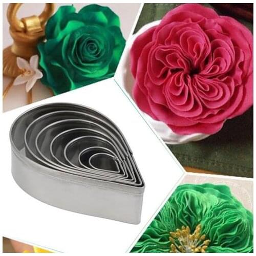 7pcs/set Kitchen Baking Mold Fondant Party Wedding Decor Water Droplet/Rose Petal Cookie Cake Cutters Biscuit Pastry Mould Cute