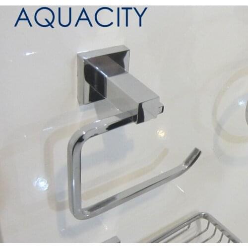 AQUACITY Sqaure Brass Toilet Paper Holder for Bathroom Toilet Basin Bathroom Accessories Chrome Finish
