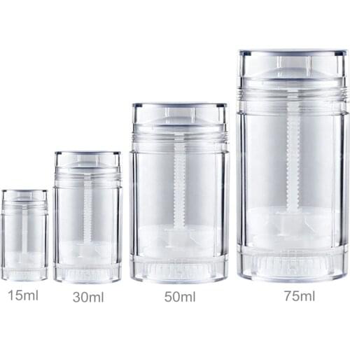 Free Shipping 30/50/75ml clear deodorant empty round lipstick tube Twist-up, Reusable, Recyclable, DIY Empty Deodorant Tubes