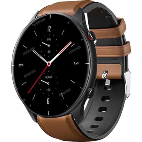 Leather+Silicone Bracelet For Amazfit GTR 47mm Wrist Strap For Xiaomi Amazfit Pace / Stratos 1 2 3 / GTR2 / GTR 2e Watchband