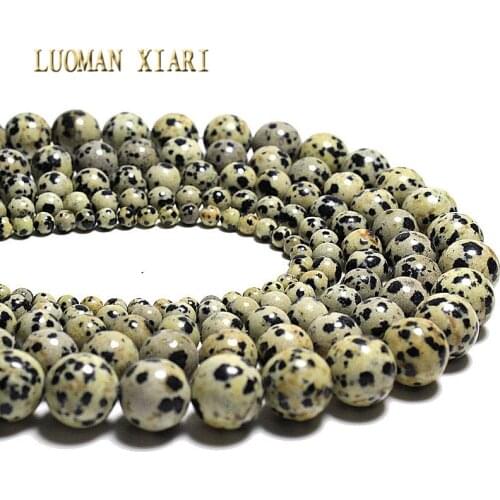 Wholesale Dalmation Jaspers Dot Stone Natural Stone Beads For Jewelry Making Diy Necklace Bracelet 4/6/8/10/12mm Strand 15
