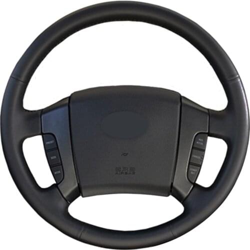 Car Steering Cover Hand-stitched Black Soft Artificial Leather Car Steering Wheel Cover For Old Kia Sorento 2004-2008