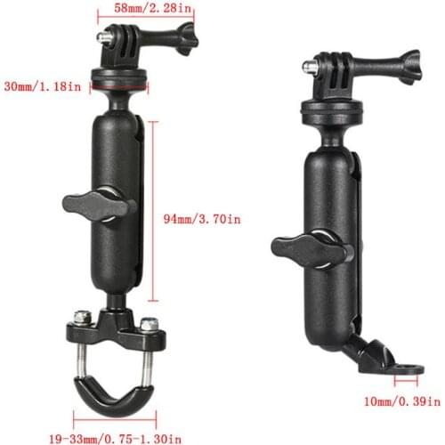 Motorcycle Bike Camera Holder Handlebar Rearview Mirror Mount Bracket 1/4 Metal Stand for Go-Pro Hero8/7/6/5/4/3+ Action
