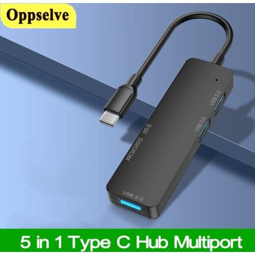 5 in 1 Type-C HUB USB 3.0 2.0 Docking Station High Speed Expander Adapter for PC Computer Accessories with TF SD Reader Slot