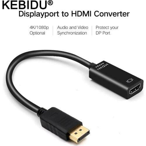 KEBIDU Portable HD 1080P 14K Displayport To HDMI-compatible Adapter Display Port Cable Converter For PC Laptop Projector