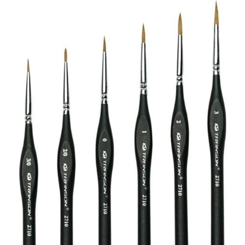 Detail Paint Brush with Black Pole for Miniature Watercolor Acrylic Oil Painting Drawing Liner Pen Painting Brush