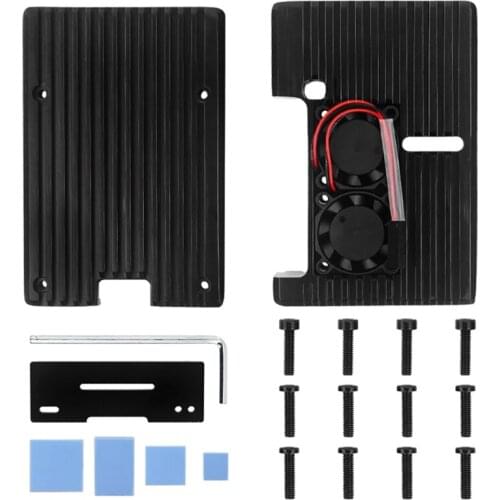 Electronics RPi 4 Model B Dual Fans Metal Protective Shell Aluminum Alloy Heatsink Case with Mini Dual Cooling Fan for Raspberr
