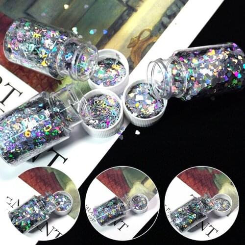 Lasers Silvery Chunky Glitter Epoxy Resin Festival Chunky Hexagons Heart Number Letters Sequins 10g DIY Silicone Molds Accessary