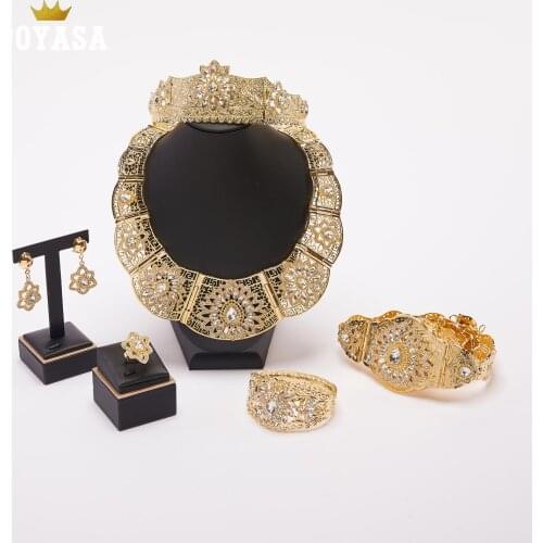 2020 March gold color jewelry sets women fashion Zinc Alloy belt wedding gold color crown