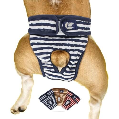 HOT Menstrual Pants Anti-harassment Pet Diaper Clothes Reusable Pet Dog Panties Striped Physiological Pants Diapers for Dogs