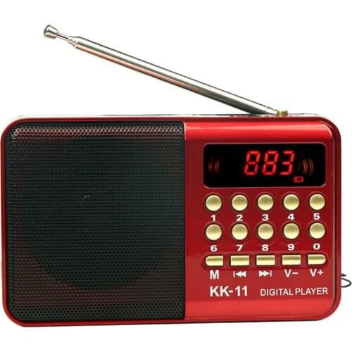 Multi-functional Mini Radio Stereo Speaker Telescopic Antenna Receiver Digital Screen FM Radio MP3 Portable Card Radio Recorder