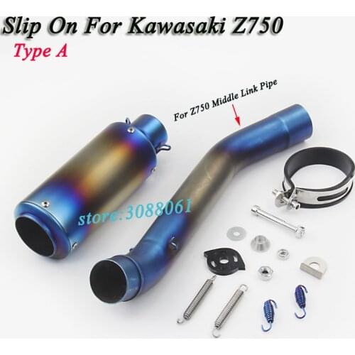 Modified Slip On For Z750 Motorcycle Full System Exhaust Link Pipe Middle Tube Motorbike Muffler For Kawasaki Z750 Ninja 750