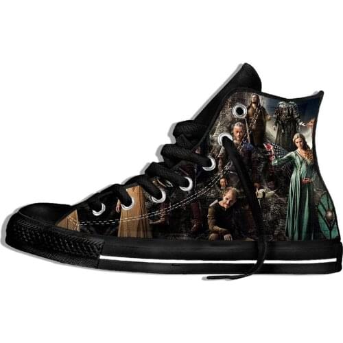 Mens Casual Walking Canvas Shoes Breathable Vikings Ragnar Lothbrok Lagertha Hip Hop Harajuku High-top Sport Classic Sneakers