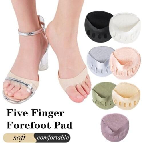 Invisibility Ice Silk Five-finger Forefoot Summer Calluses Cotton Foot Pain Care Sponge Mat Forefoot Cushion 7Colors