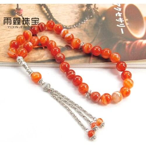 2020 New Arrival !!! Sardonyx Stone bracelet Islamic musilm 33 prayer beads Allah tashih Rosary bead for Christmas Holiday gift