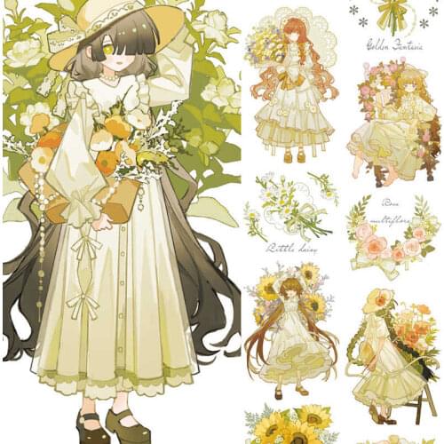New 2021 PET masking tape Roll Beautiful Flower And Girl WashiPET masking tape Stickers Figure Flower Long Cycle Special Oil