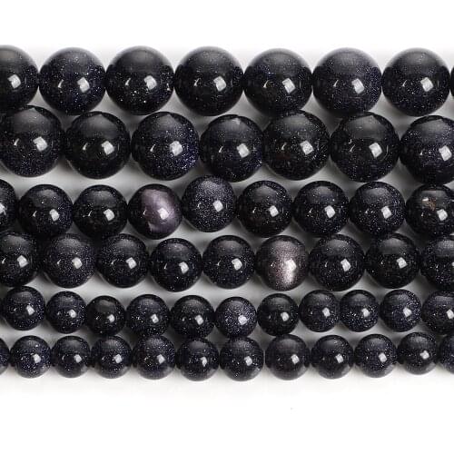 New 4 6 8 10 12mm Round Natural Stone Beads For Jewelry Making DIY Smooth Blue SandStone Loose Beads Bracelet Necklace Handmade