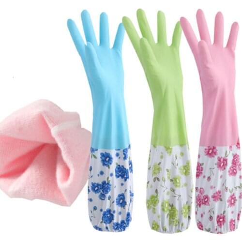 Drawstring Dishwashing Gloves Dishwashing Rubbe Gloves Waterproof Warm Cleaning Housework Gloves Kitchen Cleaning High Quality