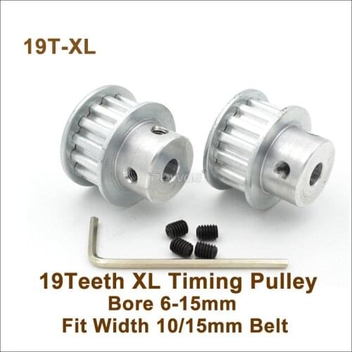 POWGE 19 Teeth XL Timing Pulley Bore 6-15mm Fit W=10/15mm XL Timing Belt 19T 19Teeth XL Synchronous Belt Pulley 19-XL