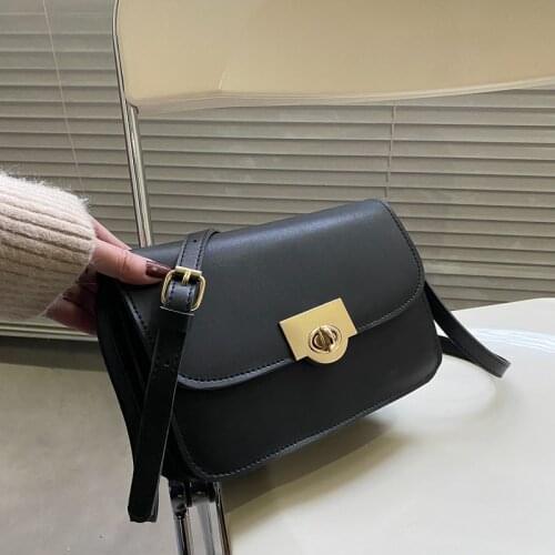 Simple Retro Women Bag New Fashion Lock Ladies Shoulder Bag Messenger Bag PU Solid Color Small Square Bag for Women 2021