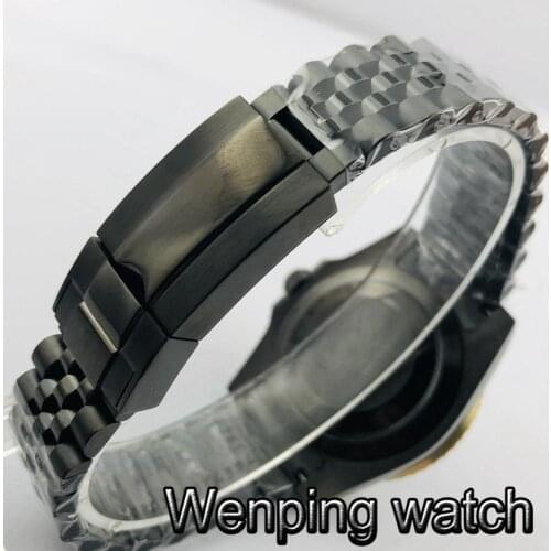 20mm folding buckle Jubilee Black PVD stainless steel strap for fit 40mm mens watch bands