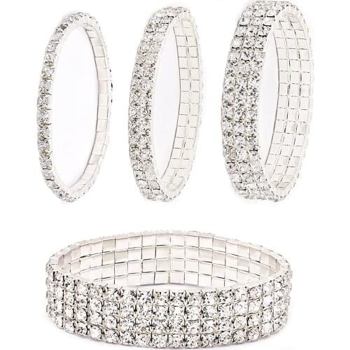 Luxury Wedding Crystal Bracelets For Women Charm Plated Silver Friendship Chain Bracelets Bangles Fashion Jewelry