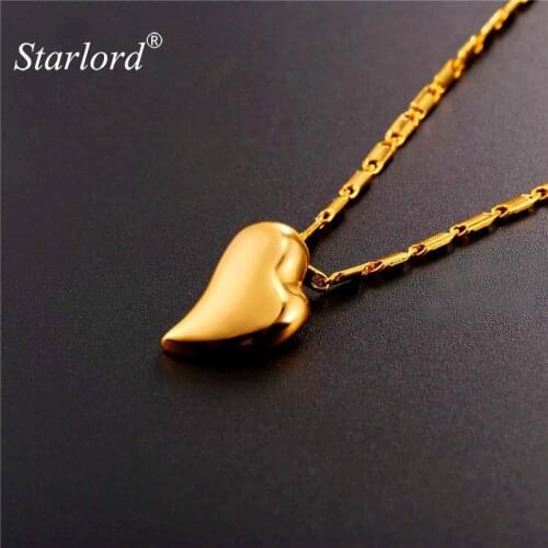 Starlord Sweet Heart Pendant Necklace Love Jewelry Gold Color Link Chain For Women Fashion Chic Accessories Collar Gift P2470