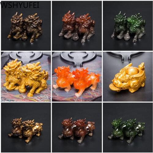 Resin Color-Changing Statue Chinese brave troops Feng Shui Lucky Tea Pet Toy Tea Set Home Decoration Ornaments Gift