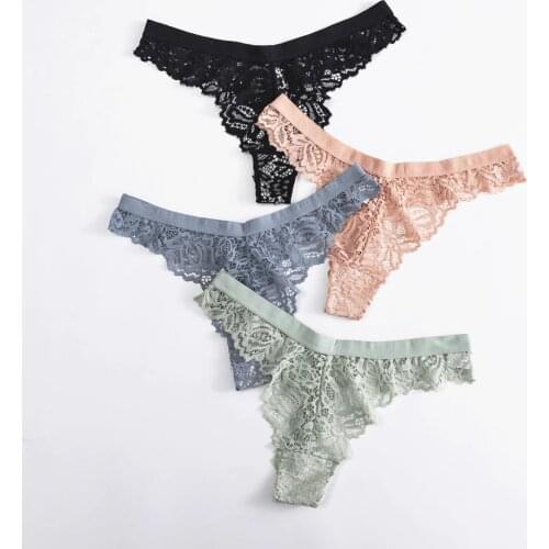 3Pcs Women Lingerie String Lace Underwear Female Sexy T-back Thong Sheer Panties Japan Style Hot Transparent Knickers Underpants