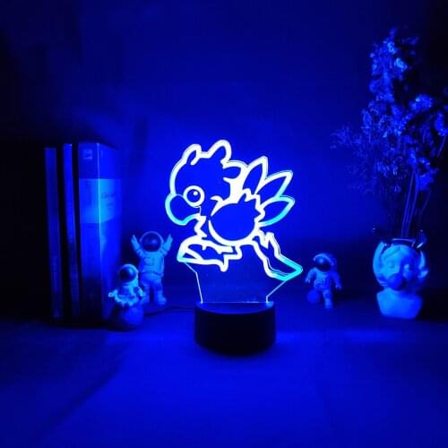 Chocobo in Final Fantasy Game Character 3D LED Nightlight RGB Flashing USB Powered Desk Lamp PC Room Decoration Childrens Gift
