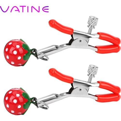 VATINE Metal Strawberry Nipple Clamps Nipple Stimulator Breast Clips Adult Games Sex Slave Restraints Sex Toys for Couple