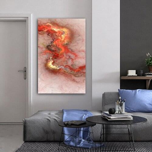 Wangart large Nordic Wall Are Orange Red cloud Oil Painting Wall Picture For Living Room Canvas Modern Art Poster Print Home