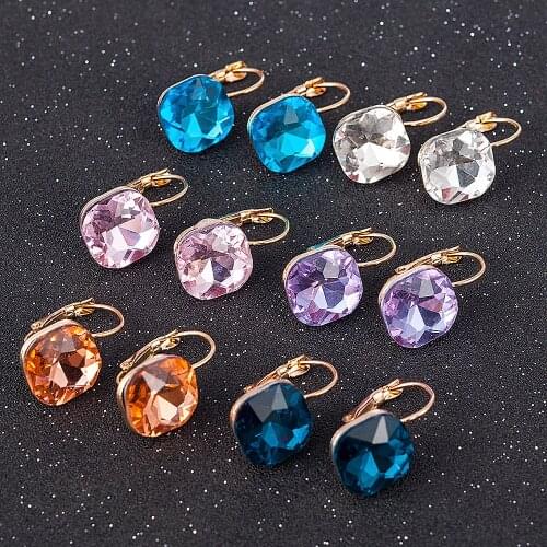 Fashion Crystal Stud Earrings For Women New Simple Geometric Round Earring Jewelry Accessories Colorful Earings