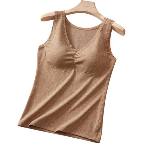 Women Thermal Tops Winter Warm Underwear Padded Invisible Vest Slim Body Inserts Bra Lifter