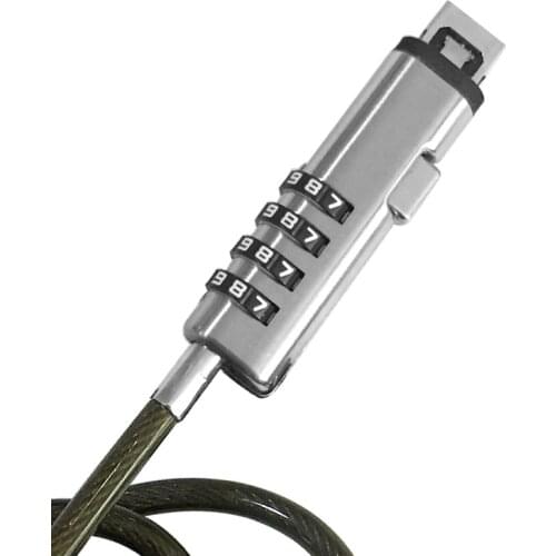 190cm Long 5mm diameter USB Steel Notebook Laptop Security 4 Digit Password Lock Chain Cable Protections Anti-theft for USB 2.0